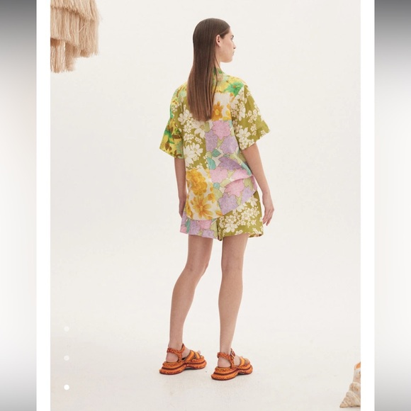 NWT Alemais Linen Patchwork Multicolor Floral Top - Picture 3 of 10